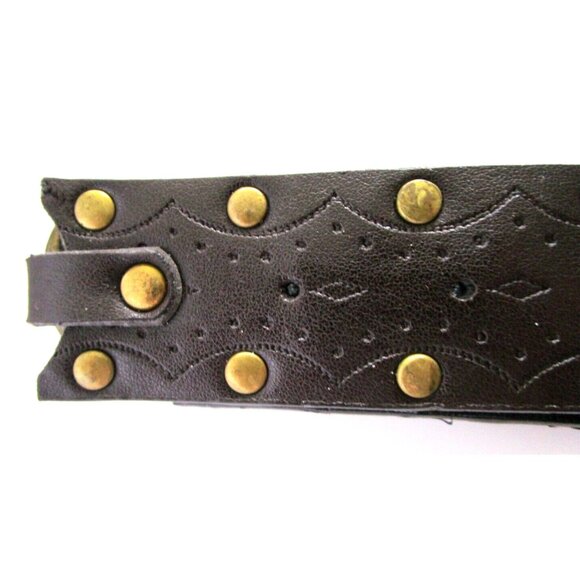 Brown Women's Western Belt - Faux Leather - Rhinestone Carved Buckle - 36 inches - Picture 5 of 10